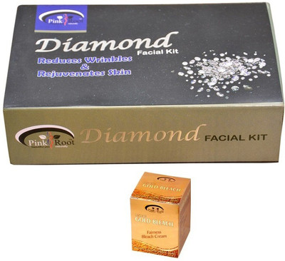 Pink Root Diamond Facial Kit, Gold Bleach Cream Pack of 2(Set of 2)
