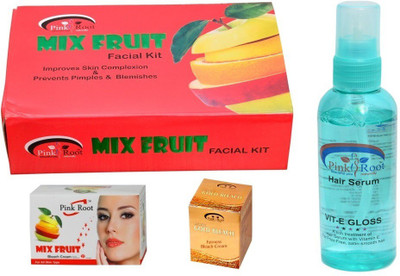 Pink Root Mix Fruit Facial Kit, Mix Fruit, Gold Bleach, Hair Serum Pack of 4(Set of 4)
Pink Root Mix Fruit Facial Kit, Mix Fruit, Gold Bleach, Hair Serum Pack of 4(Set of 4)