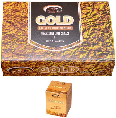 Pink Root Gold Facial Kit, Gold Bleach Cream Pack of 2(Set of 2)