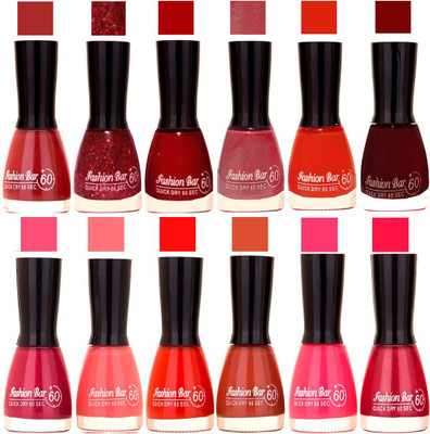 Fashion Bar Mauve,Glitter,Cherry Red,Pearl Pink,Orange,Desert Red,Purple,Hot Pink,Sunset Red,Nude Brown,Neon Pink,Mazanta Nail polish Mauve,Glitter,Cherry Red,Pearl Pink,Orange,Desert Red,Purple,Hot Pink,Sunset Red,Nude Brown,Neon Pink,Mazanta(Pack of 12)
Fashion Bar Mauve,Glitter,Cherry Red,Pearl Pink,Orange,Desert Red,Purple,Hot Pink,Sunset Red,Nude Brown,Neon Pink,Mazanta Nail polish Mauve,Glitter,Cherry Red,Pearl Pink,Orange,Desert Red,Purple,Hot Pink,Sunset Red,Nude Brown,Neon Pink,Mazanta(Pack of 12)