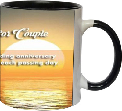 Ashvah Happy Anniversary 1544 Ceramic Mug(350 ml), Black