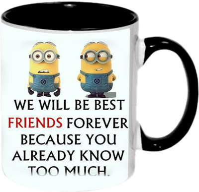 Ashvah Best Friends Forever Minions Ceramic Mug(350 ml), Black