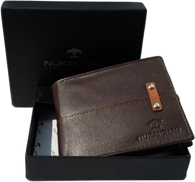 NUKAICHAU Men Brown Genuine Leather Wallet(3 Card Slots), 26 coin brn 3