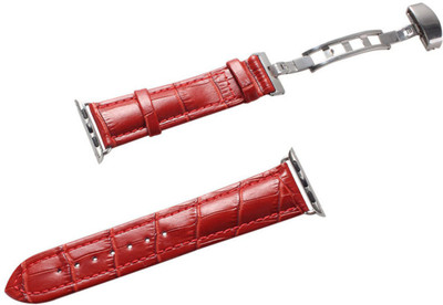 LENTION 424873 0.8 mm LEATHER Watch Strap(Red)