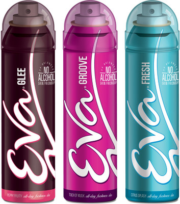 EVA Deodorant Spray, Fresh, Groove & Glee ,125ml - Combo 3 Deodorant Spray - For Women(125 ml, Pack of 3)
EVA Deodorant Spray, Fresh, Groove & Glee ,125ml - Combo 3 Deodorant Spray - For Women(125 ml, Pack of 3)