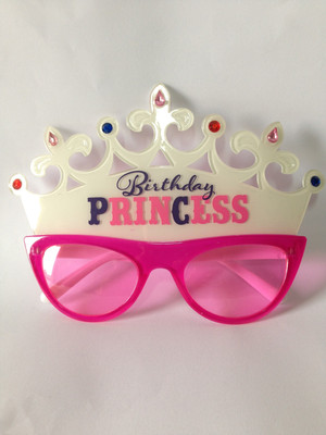 Funcart Birthday Princess Crown White and Pink Eye Glasses