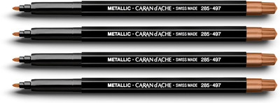 Caran dAche 285.497 Fancolor Mettalic Fibre Tipped Medium Nib Sketch Pens(Set of 4, Bronze)
Caran dAche 285.497 Fancolor Mettalic Fibre Tipped Medium Nib Sketch Pens(Set of 4, Bronze)