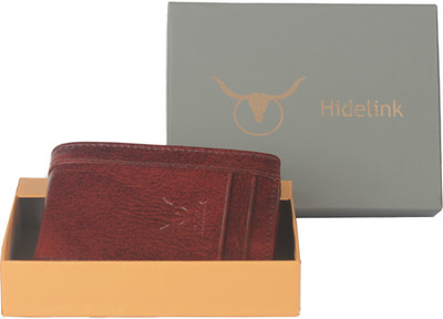 Hidelink Men Brown Genuine Leather Wallet(4 Card Slots)