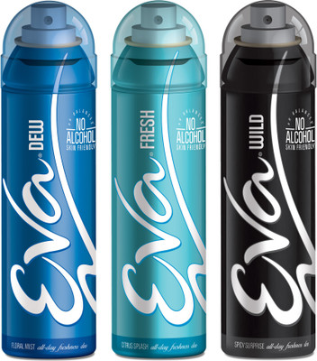 EVA Deodorant Spray, Fresh, Wild & Dew ,125ml - Combo 3 Deodorant Spray - For Women(125 ml, Pack of 3)
EVA Deodorant Spray, Fresh, Wild & Dew ,125ml - Combo 3 Deodorant Spray - For Women(125 ml, Pack of 3)