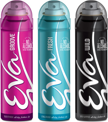 EVA Deodorant Spray, Fresh, Wild & Groove ,125ml - Combo 3 Deodorant Spray - For Women(125 ml, Pack of 3)
EVA Deodorant Spray, Fresh, Wild & Groove ,125ml - Combo 3 Deodorant Spray - For Women(125 ml, Pack of 3)