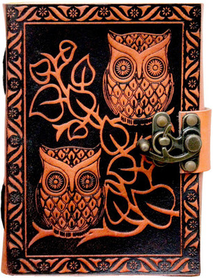 Pranjals House A5 Notebook(leather diary, orange & Black)
