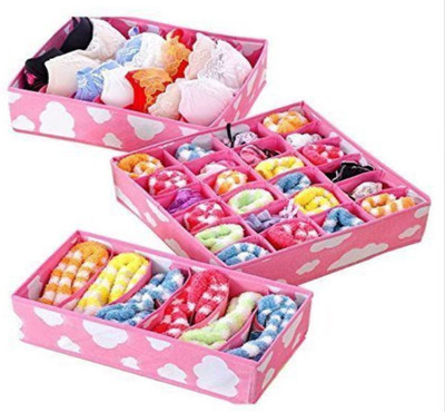 Sellus Set of 3 Foldable Drawer Dividers, Storage Boxes, Innerwear Storage Box, Closet Organizers, Under Bed Organizer for Clothing, Shoes, Underwear, Bra, Socks (multi color)(Pink)
Sellus Set of 3 Foldable Drawer Dividers, Storage Boxes, Innerwear Storage Box, Closet Organizers, Under Bed Organizer for Clothing, Shoes, Underwear, Bra, Socks (multi color)(Pink)
