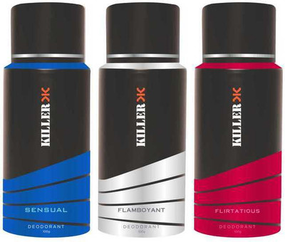 Killer Sensual, Flamboyant & Flirtatious Deo Deodorant Spray - For Men(100 g, Pack of 3)
Killer Sensual, Flamboyant & Flirtatious Deo Deodorant Spray - For Men(100 g, Pack of 3)