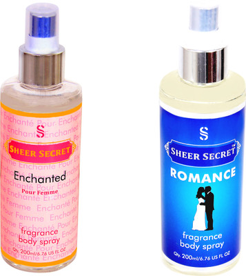 SHEER SECRET ENCHANTED WOMEN::ROMANCE Body Mist - For Men & Women(400 ml, Pack of 2)
SHEER SECRET ENCHANTED WOMEN::ROMANCE Body Mist - For Men & Women(400 ml, Pack of 2)