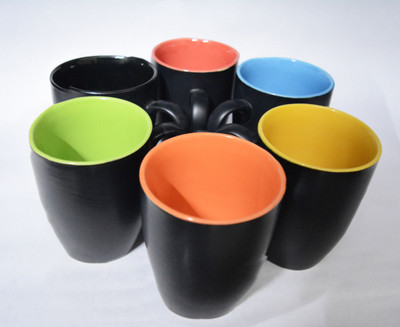MAGICTYM CERAMIC COFFEE MUG 6 SET Ceramic Mug(350 ml, Pack of 6), Multicolor