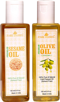 Park Daniel Virgin Sesame Oil and Olive Oil - Pure and Natural Combo pack of 2 bottles of 100 ml(200 ml)(200 ml)
Park Daniel Virgin Sesame Oil and Olive Oil - Pure and Natural Combo pack of 2 bottles of 100 ml(200 ml)(200 ml)