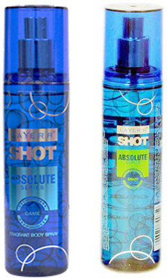 LAYERR SHOT ABSOLUTE SERIES CRAZE FRAGRANT BODY SPRAY + SHOT ABSOLUTE SERIES GAME FRAGRANT Body Spray - For Men(135 ml, Pack of 2)
LAYERR SHOT ABSOLUTE SERIES CRAZE FRAGRANT BODY SPRAY + SHOT ABSOLUTE SERIES GAME FRAGRANT Body Spray - For Men(135 ml, Pack of 2)