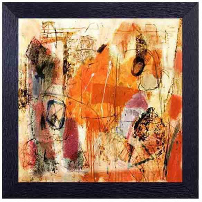 modern art gerua Photographic Paper(14 inch X 14 inch, Framed)
