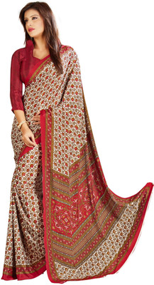 Vardan Prints Printed Bollywood Crepe Saree(Maroon)