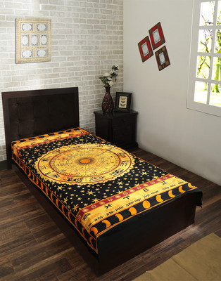Rajrang Living Room Cotton Mandala Tapestry(Yellow, Black)