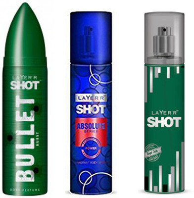 LAYERR SHOT ROYAL JADE FRAGRANT BODY SPRAY + SHOT ABSOLUTE SERIES POWER FRAGRANT BODY SPRAY + SHOT BULLET BURST BODY PERFUME Body Spray - For Men(135 ml, Pack of 3)
LAYERR SHOT ROYAL JADE FRAGRANT BODY SPRAY + SHOT ABSOLUTE SERIES POWER FRAGRANT BODY SPRAY + SHOT BULLET BURST BODY PERFUME Body Spray - For Men(135 ml, Pack of 3)