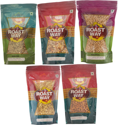 Roast Way Jwar Masala & Malai Jor Garam & Masala Chana & Moong Jor Garam & Navratan Mix Roasted Namkeen Combo(5)