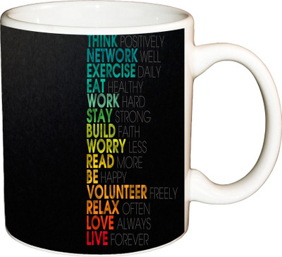 ShopBuzz Think Positive Printed Coffee Ceramic Mug(350 ml), Multicolor 
ShopBuzz Think Positive Printed Coffee Ceramic Mug(350 ml), Multicolor