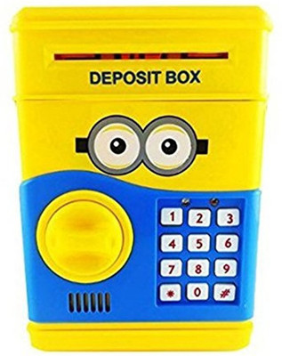 Shop Online Money Safe with Smart Electronic Lock Piggy Bank for Coin/Bills (Yellow) Coin Bank(Yellow)
