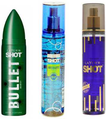 LAYERR SHOT DYNAMIC FRAGRANT BODY SPRAY + SHOT ABSOLUTE SERIES CRAZE FRAGRANT BODY SPRAY + SHOT BULLET BURST BODY PERFUME Body Spray - For Men(135 ml, Pack of 3)
LAYERR SHOT DYNAMIC FRAGRANT BODY SPRAY + SHOT ABSOLUTE SERIES CRAZE FRAGRANT BODY SPRAY + SHOT BULLET BURST BODY PERFUME Body Spray - For Men(135 ml, Pack of 3)