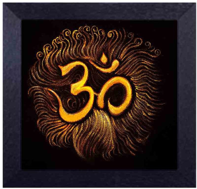 om in golden Canvas Art(13.5 inch X 13.5 inch, Framed)