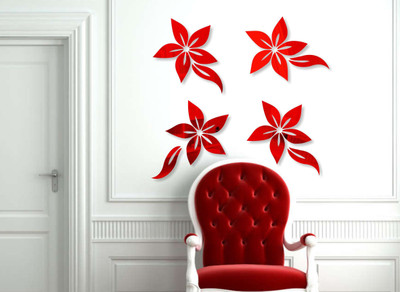 Naveed Arts Acrylic wall sticker Sticker(Pack of 1, Red mirror