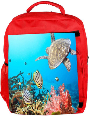 Snoogg Eco Friendly Canvas Tortoise Designer Backpack Rucksack School Travel Unisex Casual Canvas Bag Bookbag Satchel 5 L Backpack(Red)