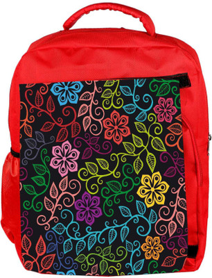 Snoogg Eco Friendly Canvas Seamless Texture With Flowers And Butterflies Endless Floral Pattern Backpack Rucksack School Travel Unisex Casual Canvas Bag Bookbag Satchel 5 L Backpack(Red)