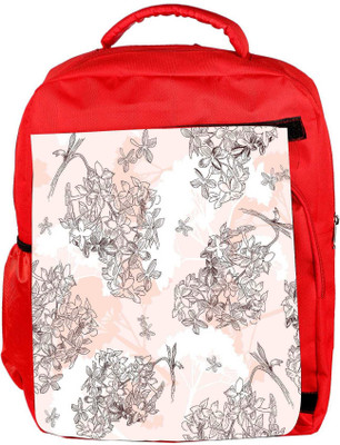 Snoogg Eco Friendly Canvas Flower Tree Designer Backpack Rucksack School Travel Unisex Casual Canvas Bag Bookbag Satchel 5 L Backpack(Red)