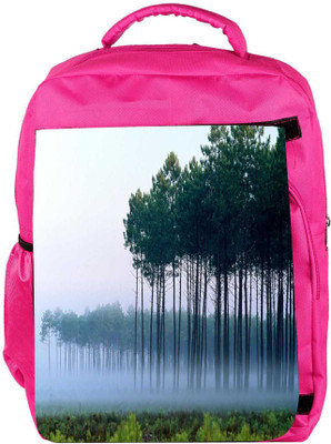Snoogg Eco Friendly Canvas Smog And Trees Designer Backpack Rucksack School Travel Unisex Casual Canvas Bag Bookbag Satchel 5 L Backpack(Pink)
