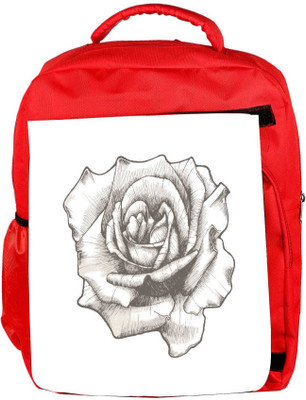 Snoogg Eco Friendly Canvas Hand Drawn Rose Vector Illustration Backpack Rucksack School Travel Unisex Casual Canvas Bag Bookbag Satchel 5 L Backpack(Red)