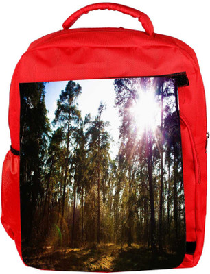 Snoogg Eco Friendly Canvas Patternd Forest Designer Backpack Rucksack School Travel Unisex Casual Canvas Bag Bookbag Satchel 5 L Backpack(Red)
