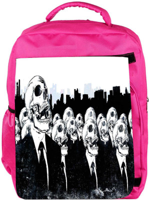 Snoogg Eco Friendly Canvas Dark Skull Designer Backpack Rucksack School Travel Unisex Casual Canvas Bag Bookbag Satchel 5 L Backpack(Pink)