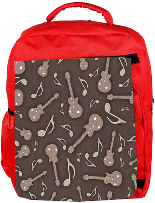 Snoogg Eco Friendly Canvas Dull Music Instruments Designer Backpack Rucksack School Travel Unisex Casual Canvas Bag Bookbag Satchel 5 L Backpack(Red)