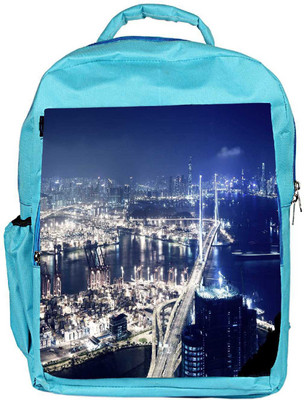 Snoogg Eco Friendly Canvas White City Designer Backpack Rucksack School Travel Unisex Casual Canvas Bag Bookbag Satchel 5 L Backpack(Blue)