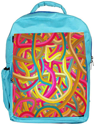 Snoogg Eco Friendly Canvas Seamless Abstract Hand Drawn Waves Pattern Backpack Rucksack School Travel Unisex Casual Canvas Bag Bookbag Satchel 5 L Backpack(Blue)
