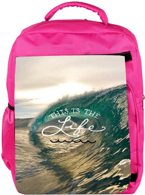 Snoogg Eco Friendly Canvas Beach Wave Life Backpack Rucksack School Travel Unisex Casual Canvas Bag Bookbag Satchel 5 L Backpack(Pink)