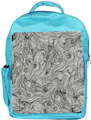 Snoogg Eco Friendly Canvas Seamless Hand Drawn Waves Texture Backpack Rucksack School Travel Unisex Casual Canvas Bag Bookbag Satchel 5 L Backpack(Blue)