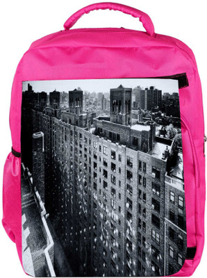Snoogg Eco Friendly Canvas Manhattan New York City Designer Backpack Rucksack School Travel Unisex Casual Canvas Bag Bookbag Satchel 5 L Backpack(Pink)