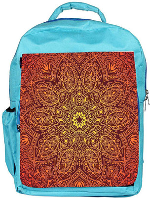 Snoogg Eco Friendly Canvas Ornamental Lace Pattern Backpack Rucksack School Travel Unisex Casual Canvas Bag Bookbag Satchel 5 L Backpack(Blue)