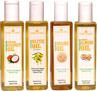 Park Daniel Premium Virgin Coconut oil, Olive Oil and Sesame oil and Sweet Almond oil Combo of 4 bottles of 100 ml(400ml)(400 ml)
Park Daniel Premium Virgin Coconut oil, Olive Oil and Sesame oil and Sweet Almond oil Combo of 4 bottles of 100 ml(400ml)(400 ml)
