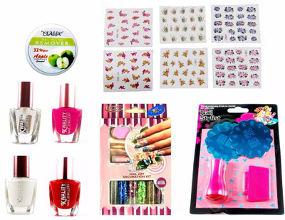 Iris 7 Nail Art Decorative Combo for Girls/Women including Nail paints, Decorative kit, stamp plate, Stickers, Nail coat, Remover pads - Ready to use(Set of 1) 
Iris 7 Nail Art Decorative Combo for Girls/Women including Nail paints, Decorative kit, stamp plate, Stickers, Nail coat, Remover pads - Ready to use(Set of 1)