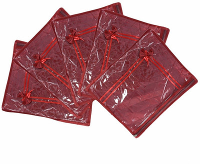 Indi Bargain Satin Designer saree cover Set of 5(Maroon)