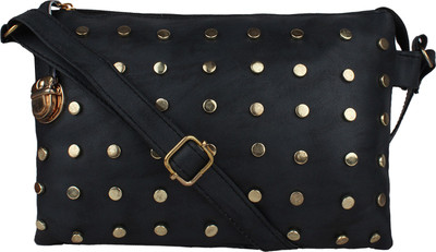 TARSHI Women Casual Black PU Sling Bag