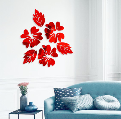 Naveed Arts Acrylic wall sticker Sticker(Pack of 1, Red mirror
